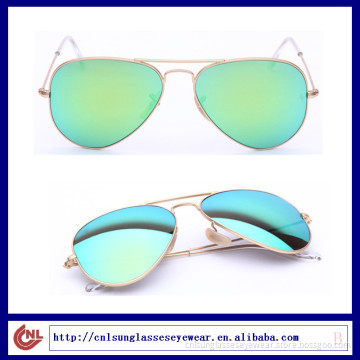 classic aviator style sunglasses with green mirror lens